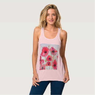 Débardeur Motif de fleur d'art aquarelle Coquelicot rouge