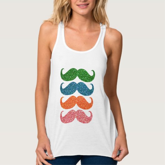 Débardeur Moustache Colorée Pailletée #3 (Devant)