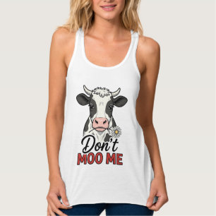 Débardeur Ne me moo pas drôle vache gravure vintage