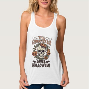 Débardeur Papa Gymnastique Aime Halloween Crâne Citrouilles
