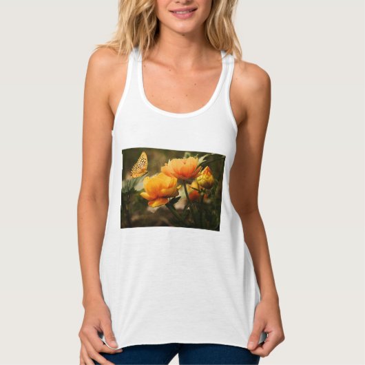 Débardeur Papillon orange et fleurs (Devant)