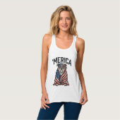 Débardeur Patriotic Bulldog 'Merica Vintage Vector Shirt Des (Devant entier)