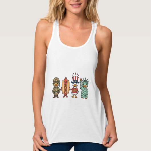 Débardeur Patriotic Duck and Hot Dog Vintage Vector Shirt_1 (Devant)