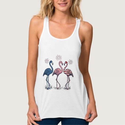 Débardeur Patriotic Flamingo Trio Vintage Engraving Design_1 (Devant)