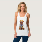 Débardeur Patriotic Golden Dog Vintage Engraving Shirt 2 (Devant entier)