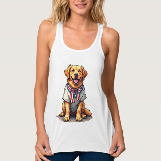 Débardeur Patriotic Golden Dog Vintage Engraving Shirt 2 (Devant)