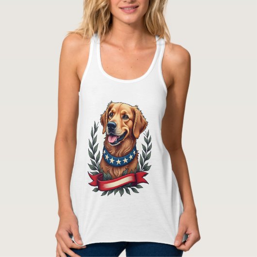 Débardeur Patriotic Golden Retriever Americana Art Tee 2 (Devant)
