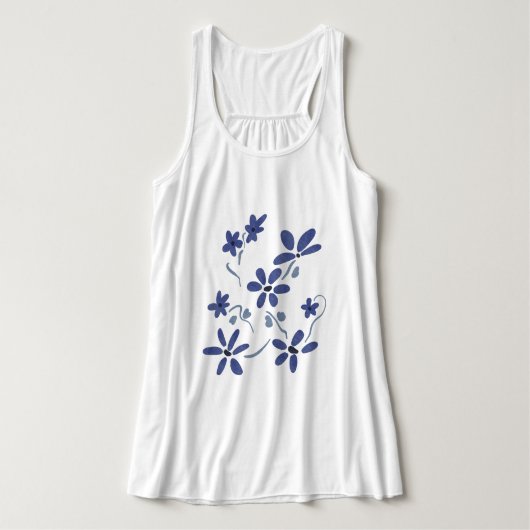 Débardeur Petites Fleurs Romantiques Bleues (Design devant)