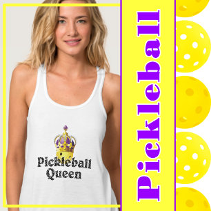 Débardeur Pickleball Queen, Balle Jaune Violet, Couronne Or
