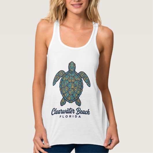 Débardeur Plage de Clearwater Floride Tortue de mer Concepti (Devant)