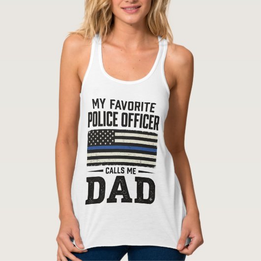 Débardeur Police Officer Dad Vintage Flag Shirt Design_1 (Devant)