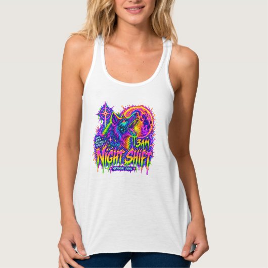 Débardeur pour femmes Night Shift Neon Wolf (Devant)