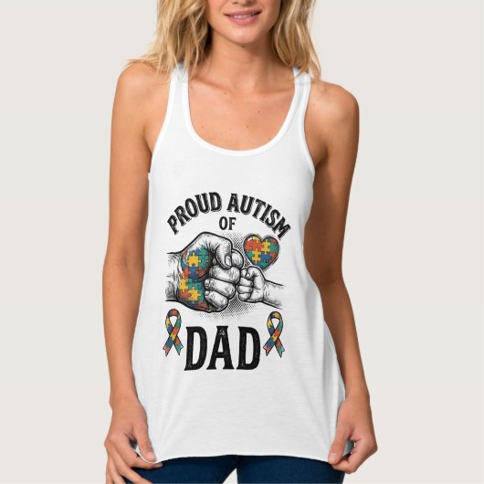 Débardeur Proud Autism Dad Vintage Engraving Awareness Shirt (Devant)