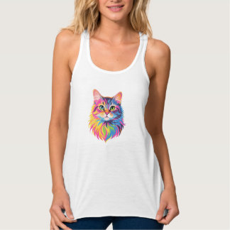 Débardeur Rainbow Pop Cat - Vibrant Vector Feline Art