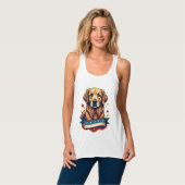 Débardeur Retro Patriotic Golden Retriever Engraving Tee 4 (Devant entier)
