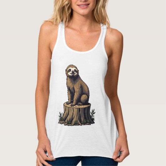 Débardeur Retro Sloth Engraving Wildlife Shirt (3) (Devant)