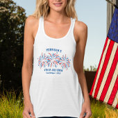 Débardeur Rouge Blanc Bleu Fireworks Personnalisé 4 juillet 