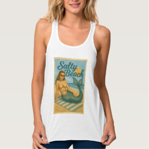 Débardeur Sirène Pin-Up de la Plage Salée Graphique Rétro