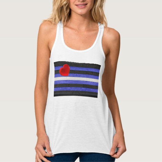 Débardeur SlipperyJoe's cuir drapeau orgueil noir bleu royal (Devant)