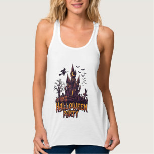 Débardeur Soirée Halloween Château Hanté Citrouilles Chauves