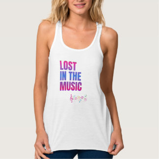 Débardeur T-shirt blanc sans manches Lost in the Music pour