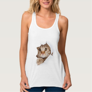 Débardeur T-shirt chat mignon qui regarde