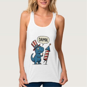 Débardeur T-shirt drôle patriotique T-Rex feu d'artifice Des