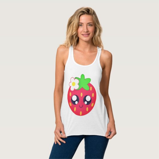 Débardeur T-shirt fraise Été Décontracté Plage noire Crème (Devant entier)