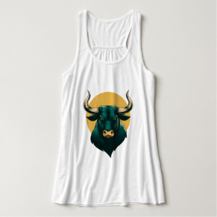 Débardeur T-shirt graphique à tête de taureau majestueuse –