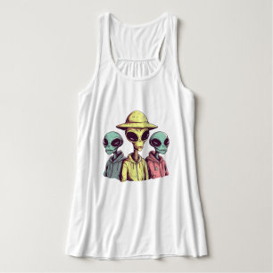 Débardeur T-shirt graphique trio d'aliens cool – Rue OVNI ré