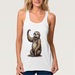 Débardeur T-shirt vintage faune et flore Sloth Woodcut 2
