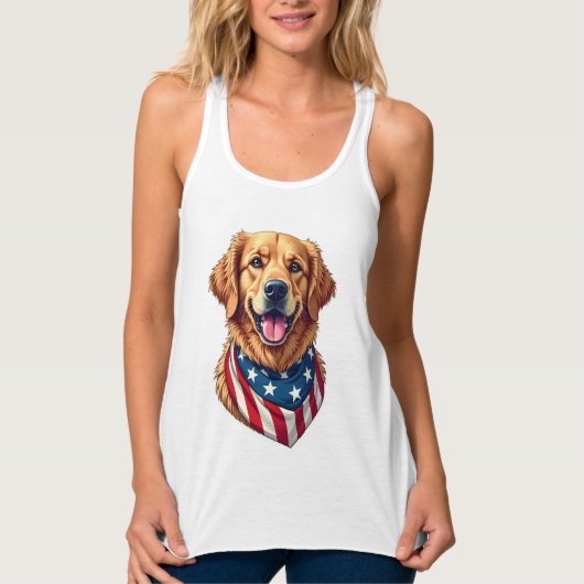 Débardeur T-shirt vintage Star Spangled Golden Retriever 4 (Devant)