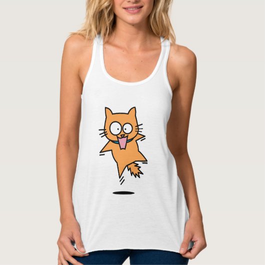 Débardeur Tabby orange chat effrayé saut surpris fun nerveux (Devant)
