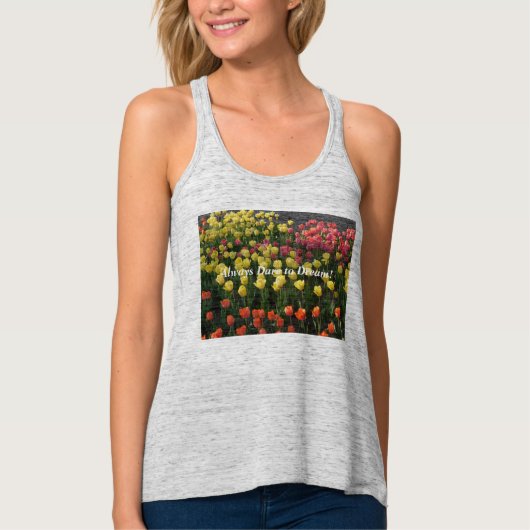 Débardeur Top plat floral (gris) Oser toujours rêver (Devant)