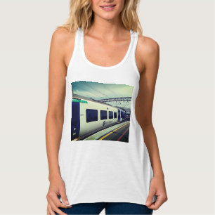 Débardeur Train bleu et blanc