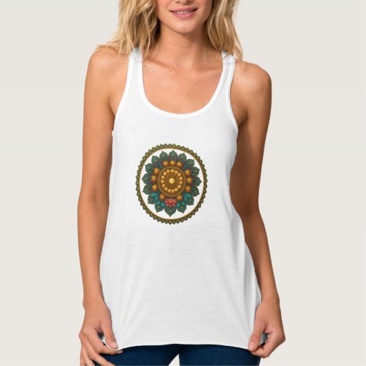 Débardeur Turquoise Gold Lotus Mandala -Boho Fantasy Graphic (Devant)