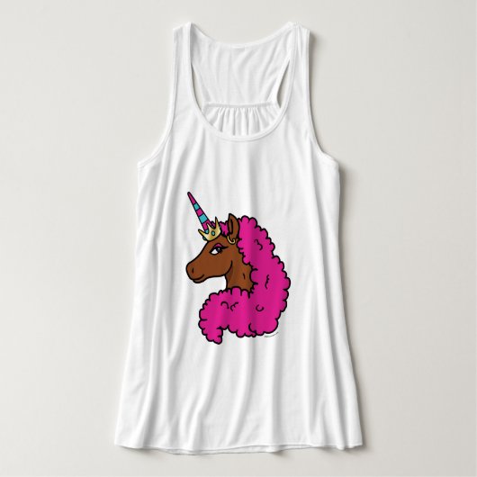 Débardeur Unicorne Afro Rose Chaud (Design devant)