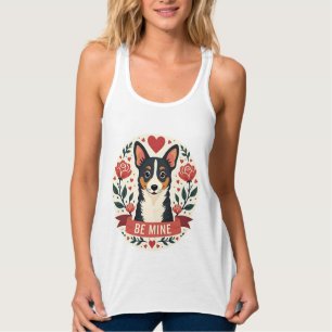 Débardeur Vintage Be Mine Corgi Saint-Valentin Floral Art Po