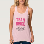 Débardeurs de bachelorette personnalisés pour la f<br><div class="desc">Bachelorette personnalisée débardeurs de racerback fleuris pour mariée d'équipe. TeamBride tanktops pour mariées entourage. Jolie conception de typographie rose et noir néon pour la mariée à être et l'équipage de la mariée. Faites vos propres vêtements cool pour mariage, douche nuptiale, soirée bachelorette, sorties pour filles, week-end pour filles, nuit pour...</div>