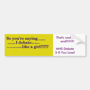 Debat als een meisje bumpersticker