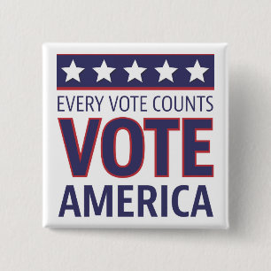 Debat: Amerika Vierkante Button 5,1 Cm