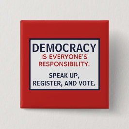 Debat over democratische verantwoordelijkheid vierkante button 5,1 cm