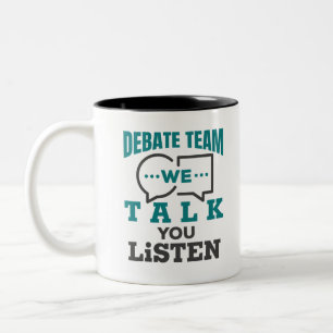 Debat Team We praten over luisteren Tweekleurige Koffiemok