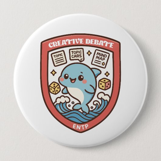 Debate Dolphin – Creative Brainstorming Ronde Button 4,0 Cm (Voorkant)