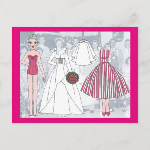Debbie, A Young Bride of 1958 Paper Doll Briefkaar Briefkaart
