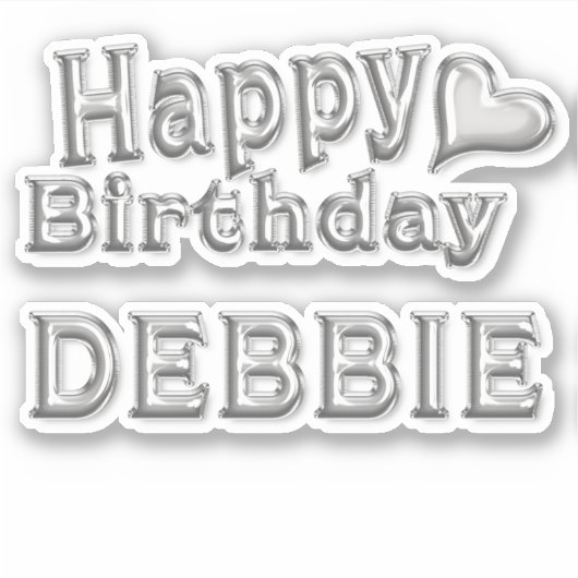 Debbie Happy Birthday silver Aufkleber Sticker (Voorkant)