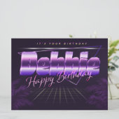 Debbie Nom Prénom carte rétro lilas Anniversaire (Debout devant)