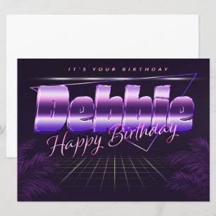 Debbie Nom Prénom carte rétro lilas Anniversaire