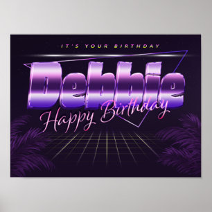 Debbie Nom Vorname lila retro Poster Geburtstag
