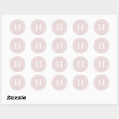 Debonair Blush Roze Monogram Ronde Sticker (Vel)